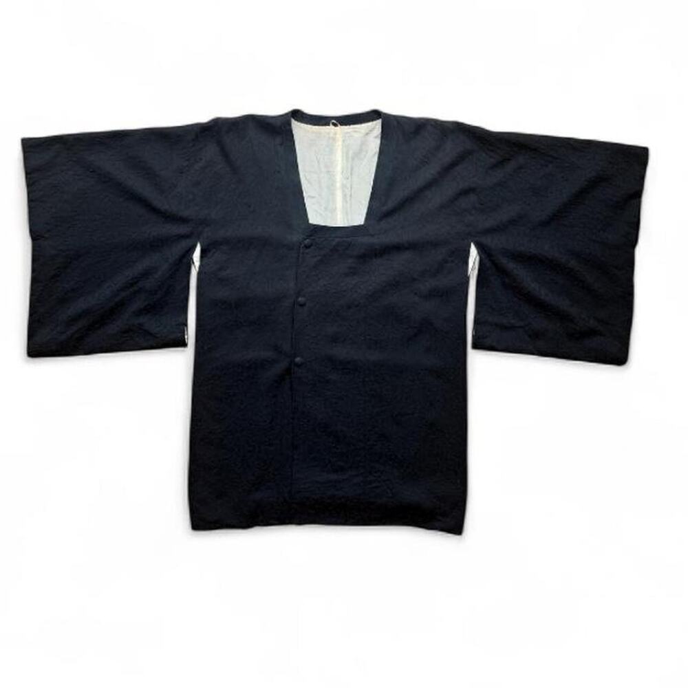 Vintage black silk kimono textured